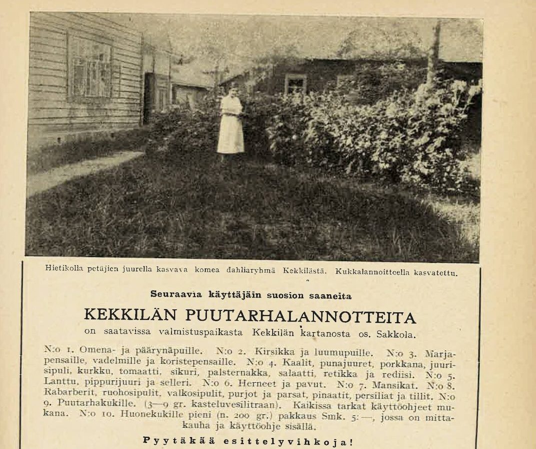 Unikali „Kekkilä“ trąšų reklama, išspausdinta 1928 m. žurnale